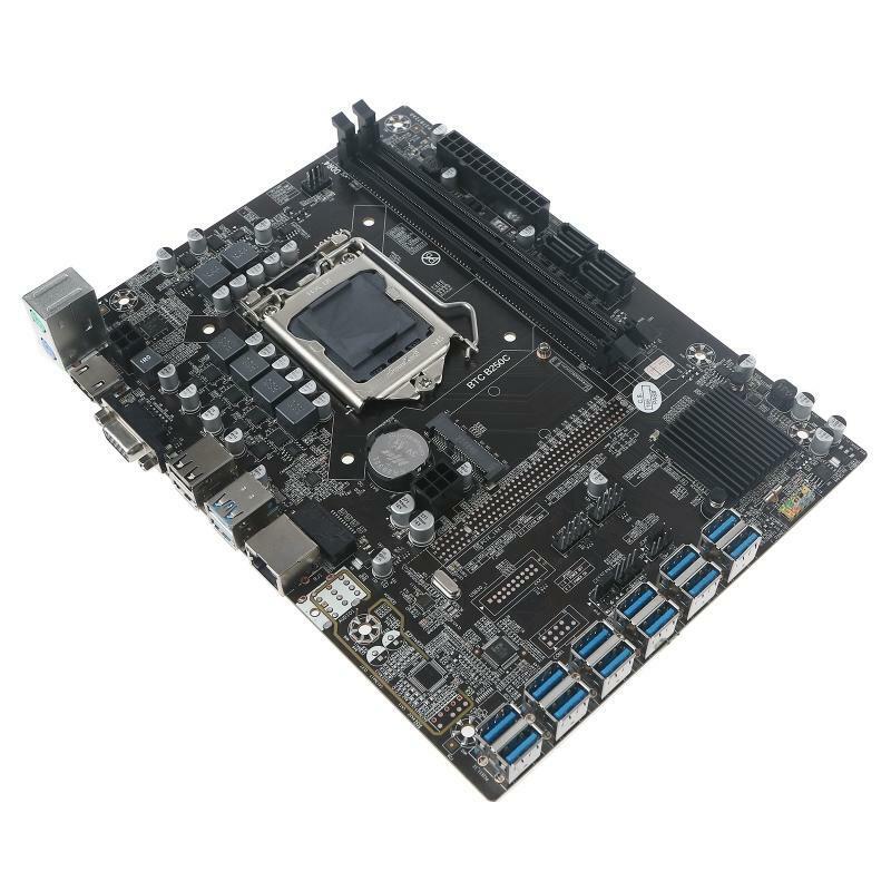 B250C BTC Mining Motherboard LGA 115 DDR4 Memory 12 PCI-E Video Slots for Mining