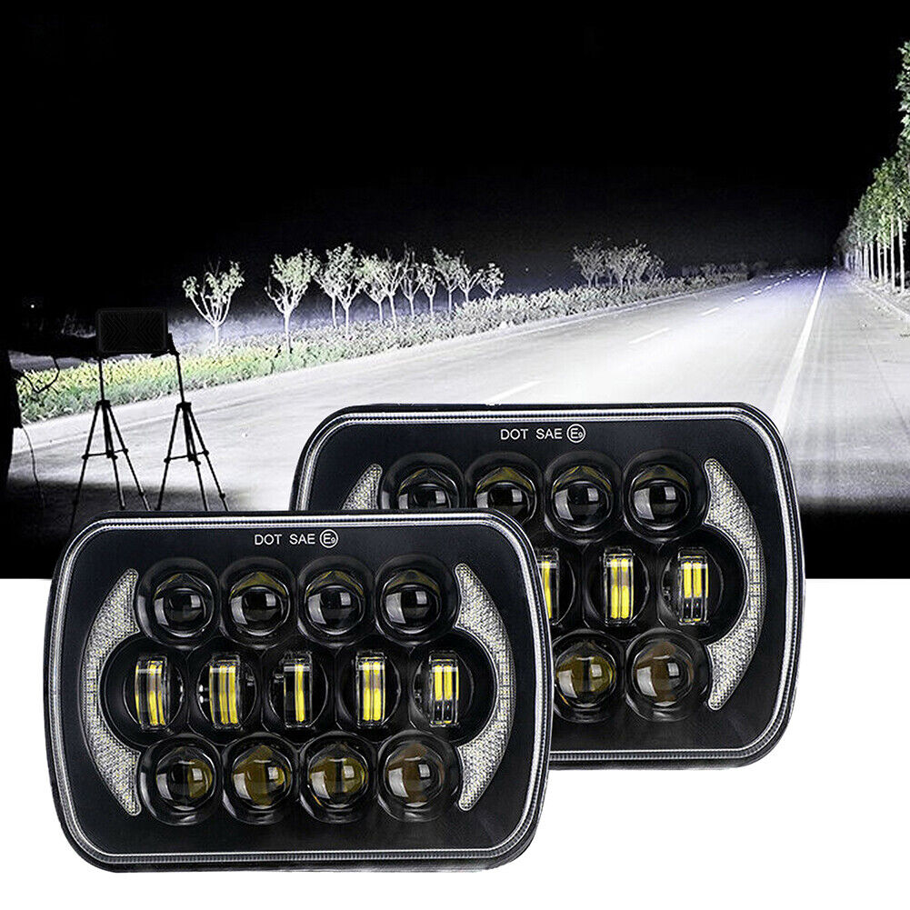 300W 5x7 7x6 inch LED Headlight Hi/Lo Beam DRL Turn Signal for Jeep Chevy