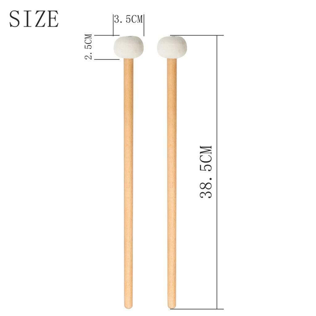 Soft Felt Head White Wooden Handle Drum Sticks Timpani Mallets