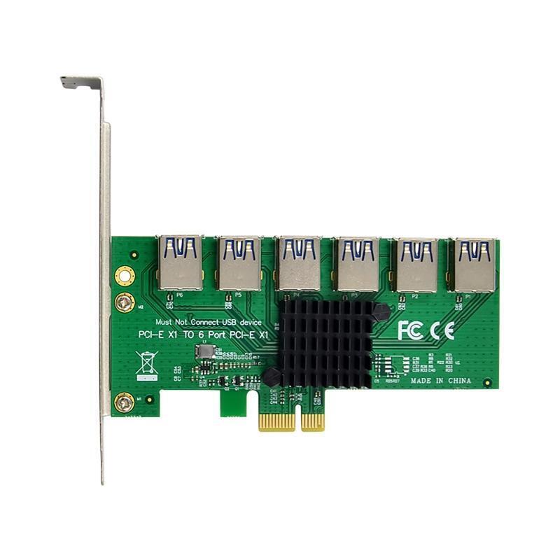 6-Port USB 3.0 PCI Express Riser Card PCI-E Expansion Adapter PCIE USB3.0 HUB