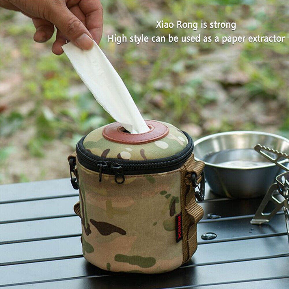 Camping Gas Tank Bag LPG Fuel Can Protective Sleeve MOLLE Tissue Bags (B)