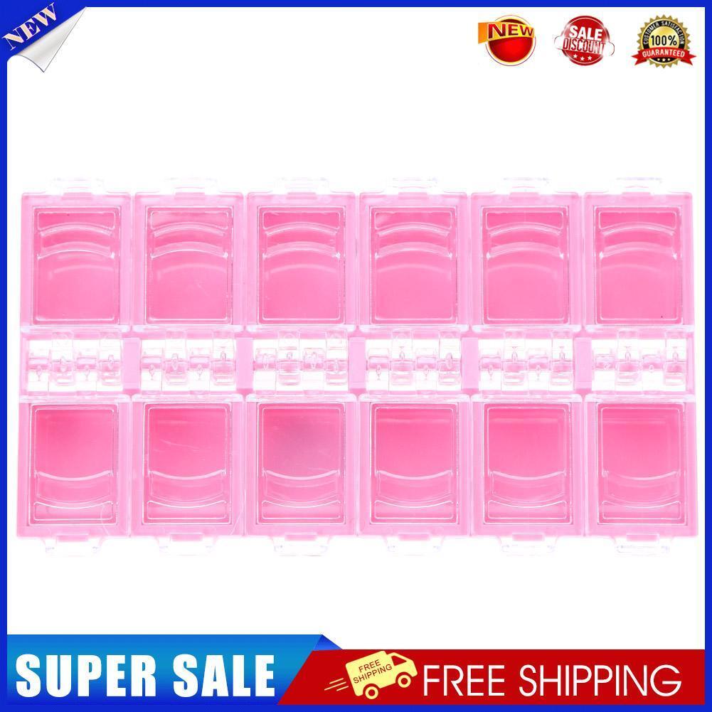Nail Art 12 Slots Rhinestone Display Storage Box Empty Jewelry Case (Pink)