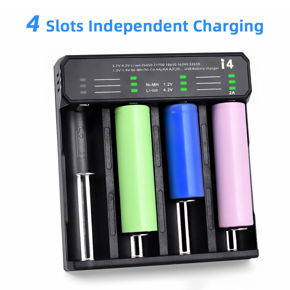 Essager 4 Slot Rechargeable Battery Charger for 18650 Lithium Ni-MH (i4)