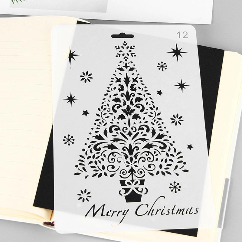 12 Pieces Christmas Painting Templates Drawing Stencil for Classroom DIY Decors
