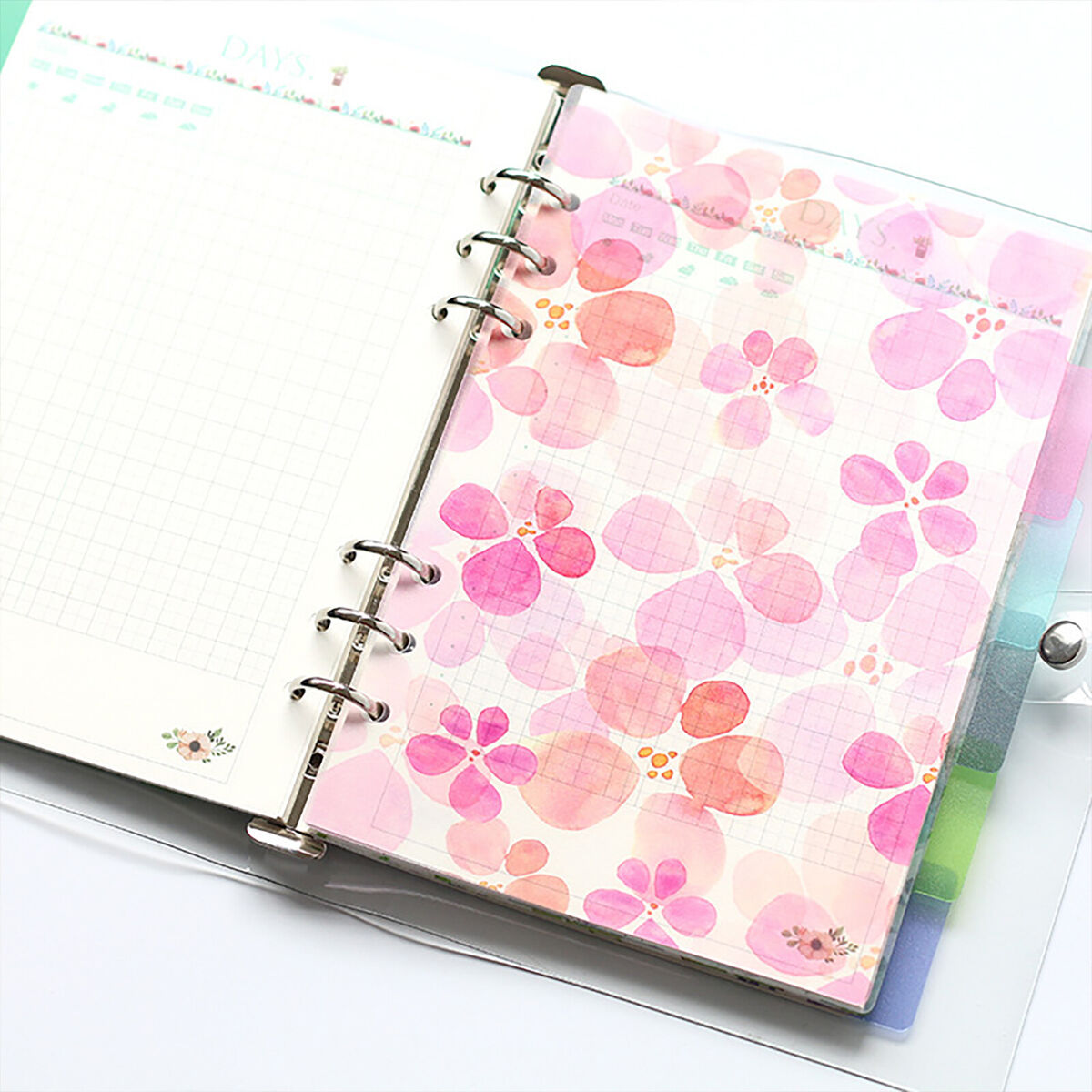 6-Ring Loose Leaf Binder Journal Transparent Notebook Insert Pages (A5)