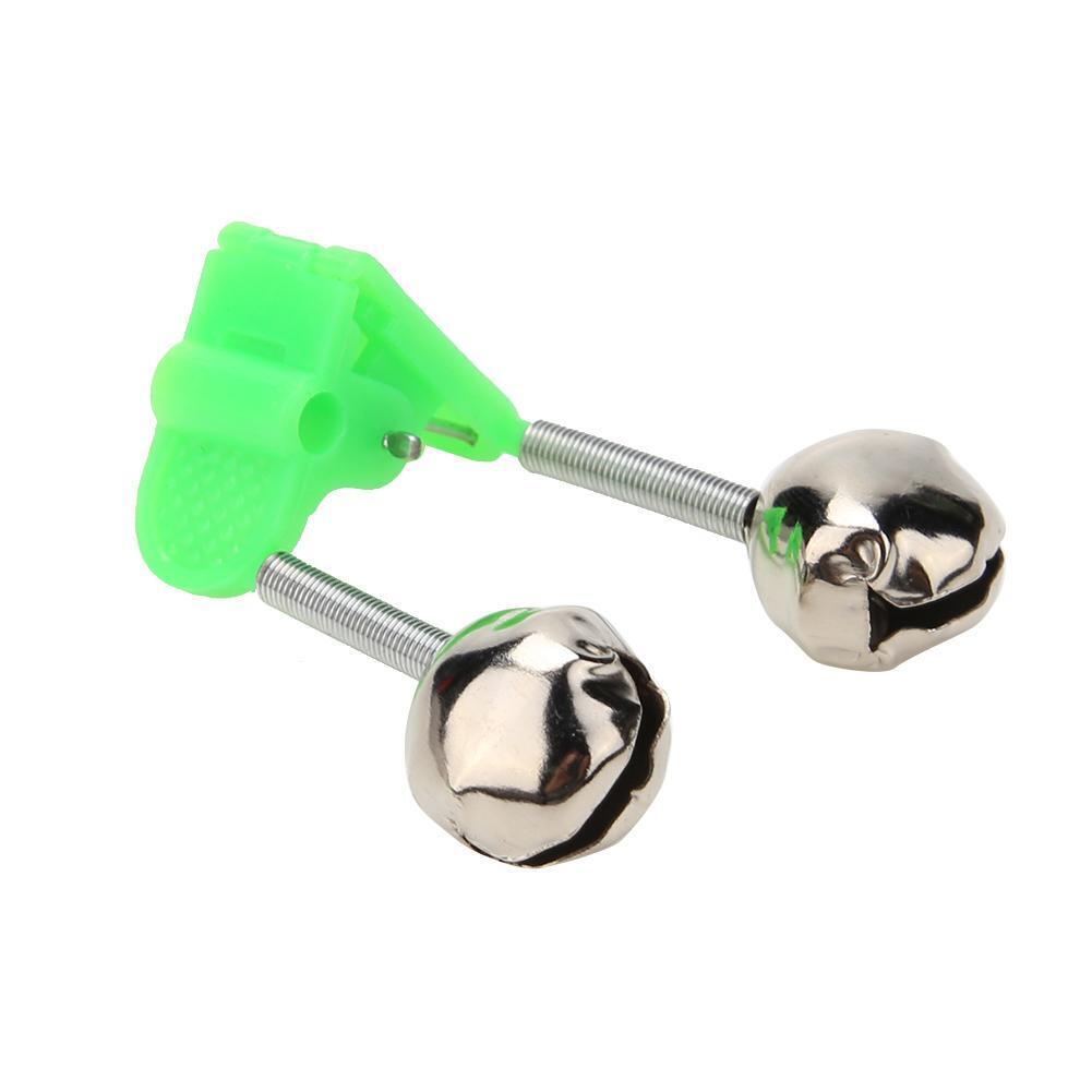 5pcs Fishing Rod Bite Alarms Twin Bells Stalk Clamp Tip Clip Ring Tackle