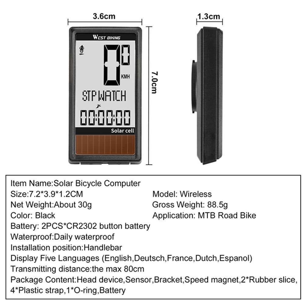 Cycling Odometer Bike Speedometer Bicycle Computer Wireless Stopwatch