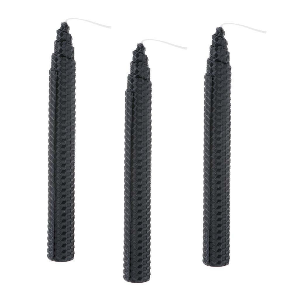 8.27Inch Black Beeswax Candles Long Honeycomb Taper for Wedding