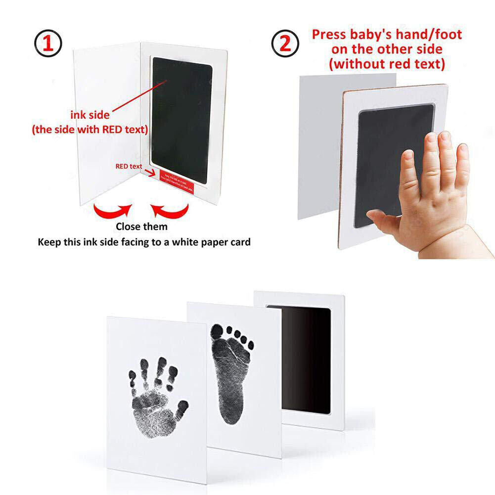 Footprint Handprint Ink Pads Kits for Newborn Baby Dog Paw Prints (Black)
