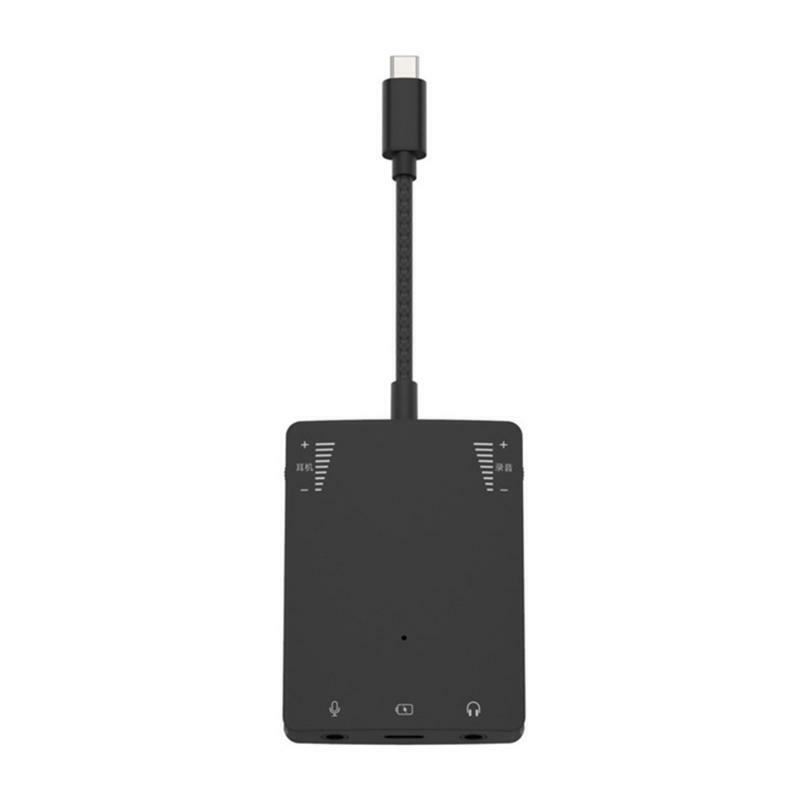 External USB-C Sound Card 3in1 Type-C to 3.5mm Audio Earphone Interface Adapter