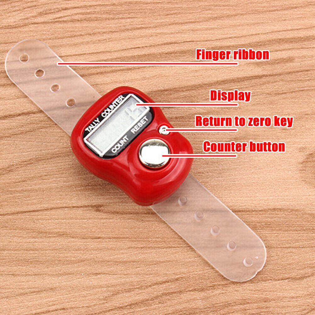 Electronic Finger Counter Ring LED Portable Digital Row Tally Pedometer
