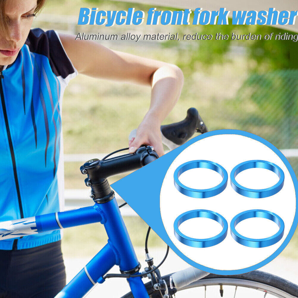 4x Bicycle Front Fork Washer MTB Bike Headset Spacers Gasket Ring (Blue)