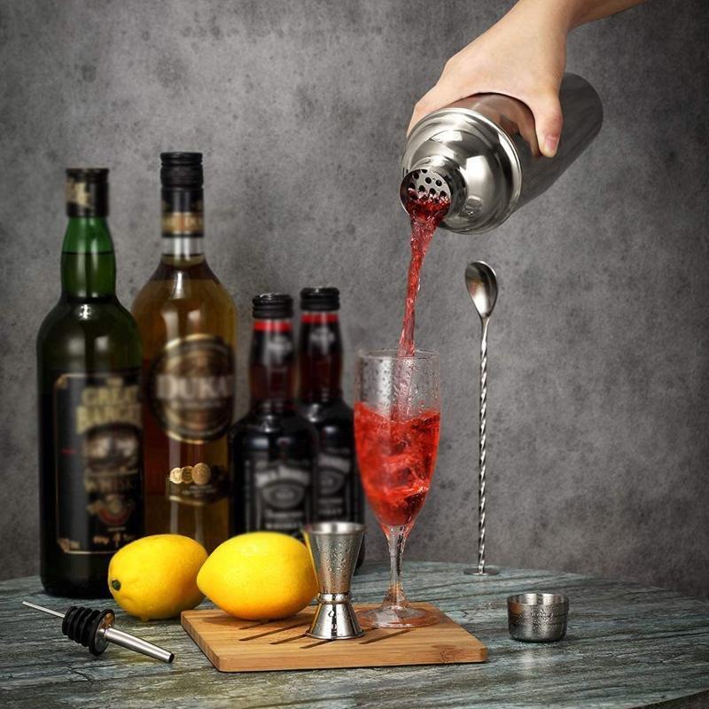 Set of 6 Cocktail Shaker Set Cocktail Mixer Gadgets Kit Stainless Steel Material