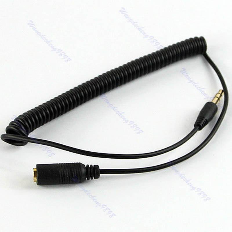 3.5mm Jack Male to Female Cable Earphone Headphone Audio Extendable Spring Cord