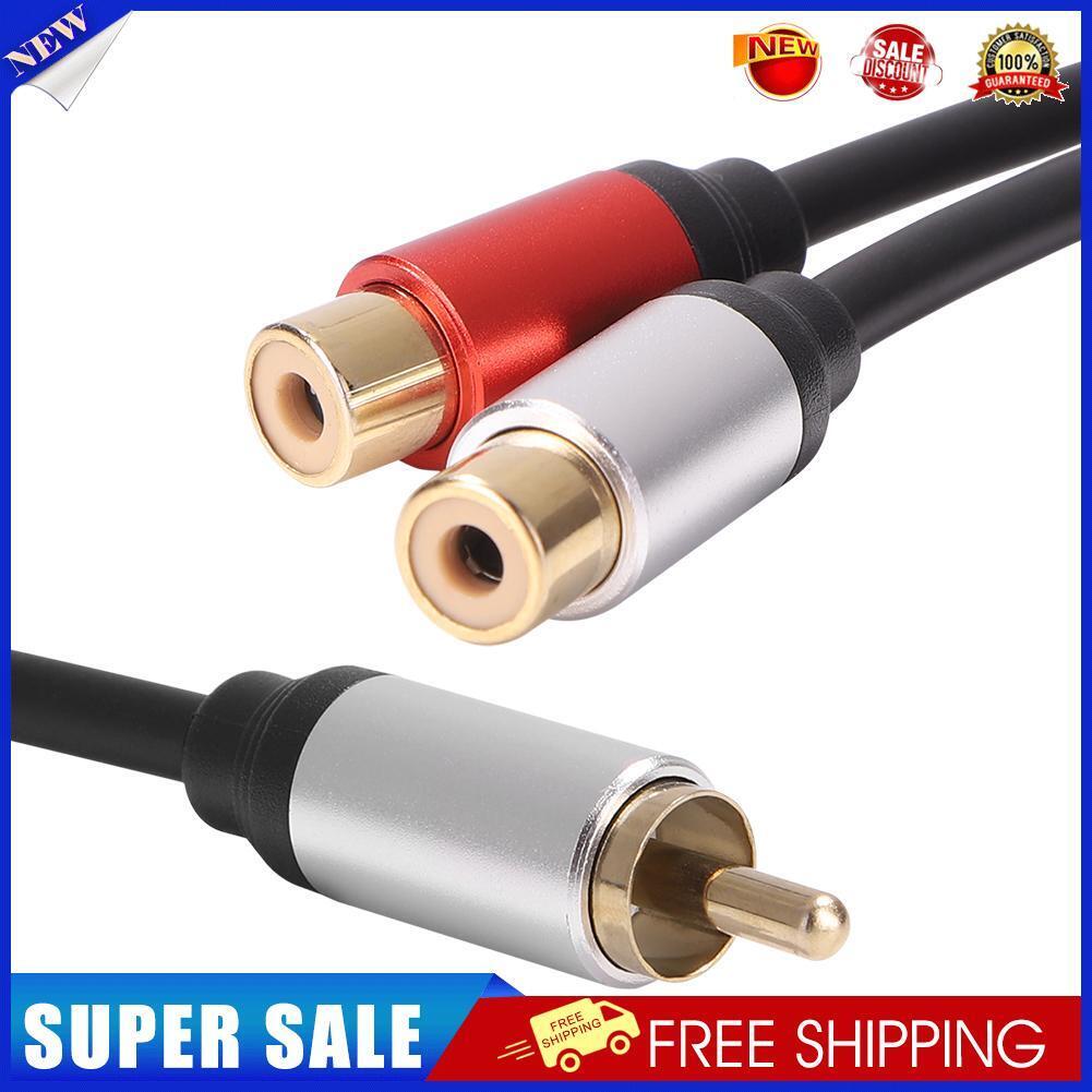 Metal 1 Male to 2-RCA Female Adapter Stereo Y Adapter Splitter Audio Cable