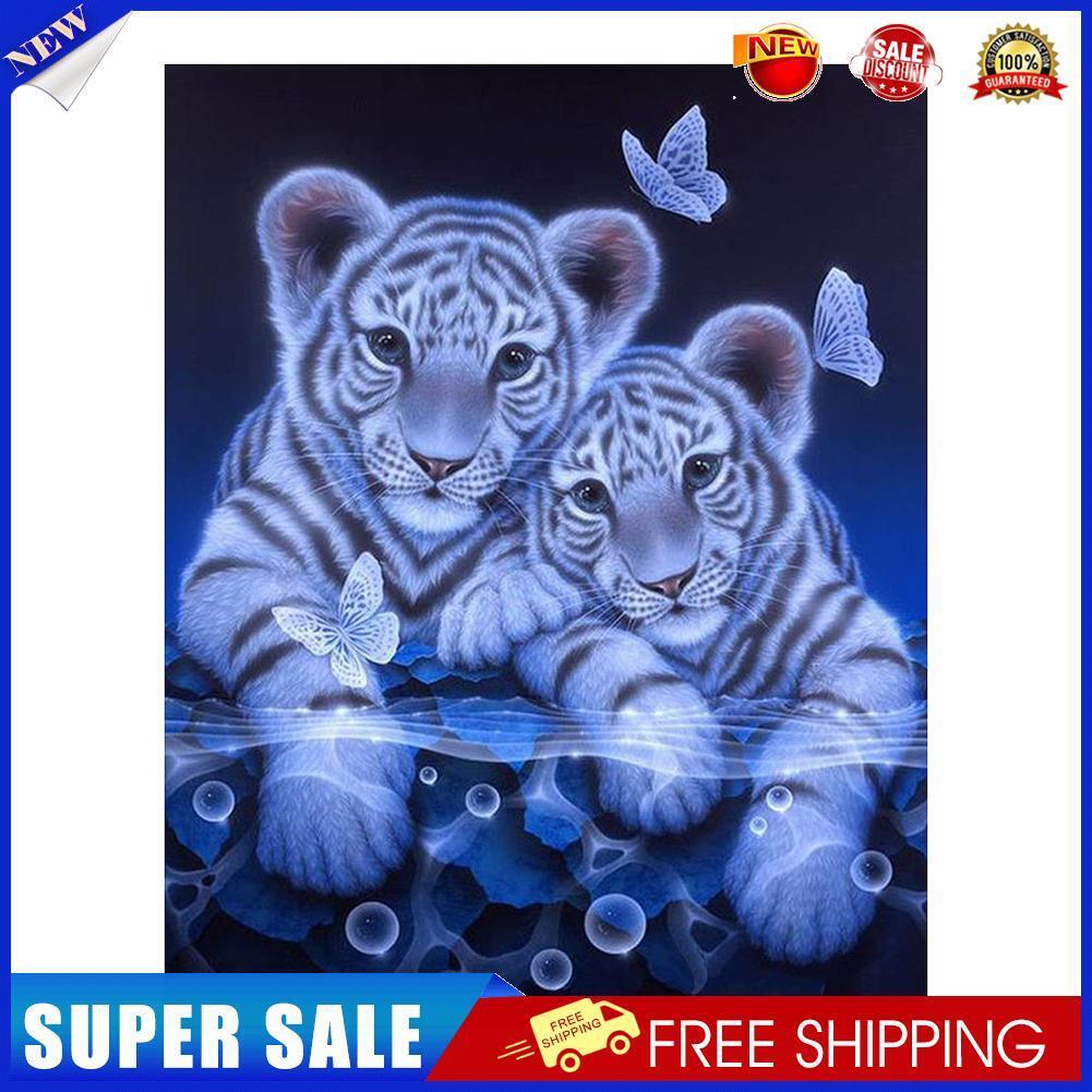 2 Tigers 5D Diamond Painting Craft Embroidery DIY Cross Stitch Home Decor