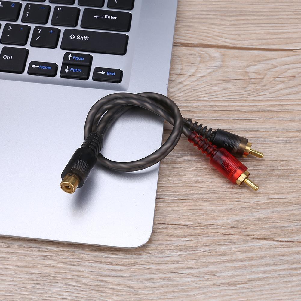 1pc 27cm 1 RCA Female to 2 RCA Male Splitter Cable for Car Audio System