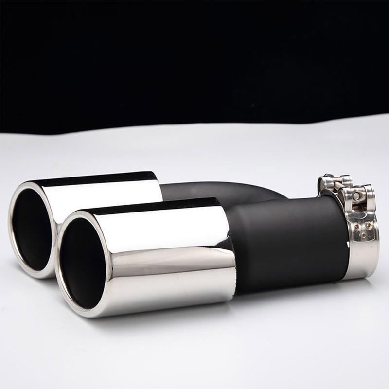 Car Stainless Steel H-shaped Bevel Exhaust Pipe Tail Throat Nozzle for A5 A6L S6