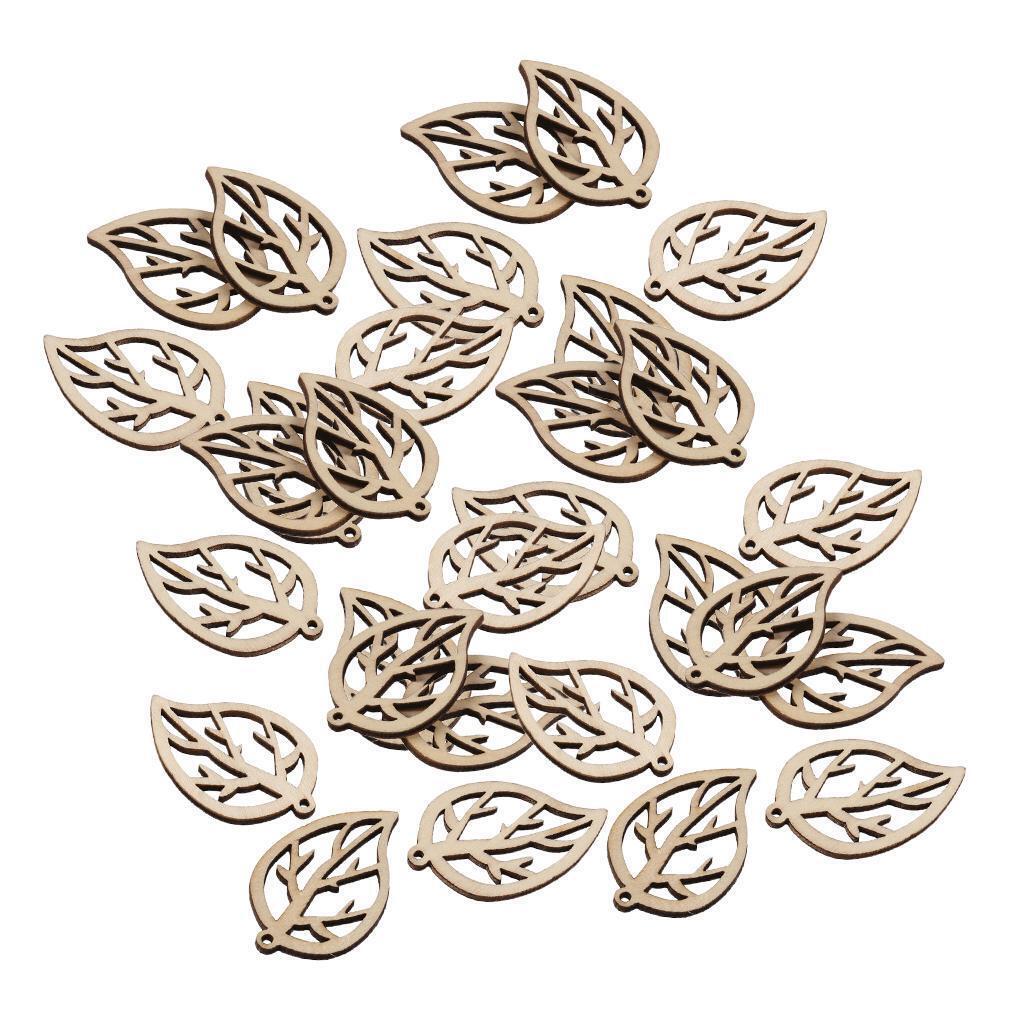 30 Pieces Natural Leaves Wood DIY Scrapbooking Cardmaking Decoration Crafts
