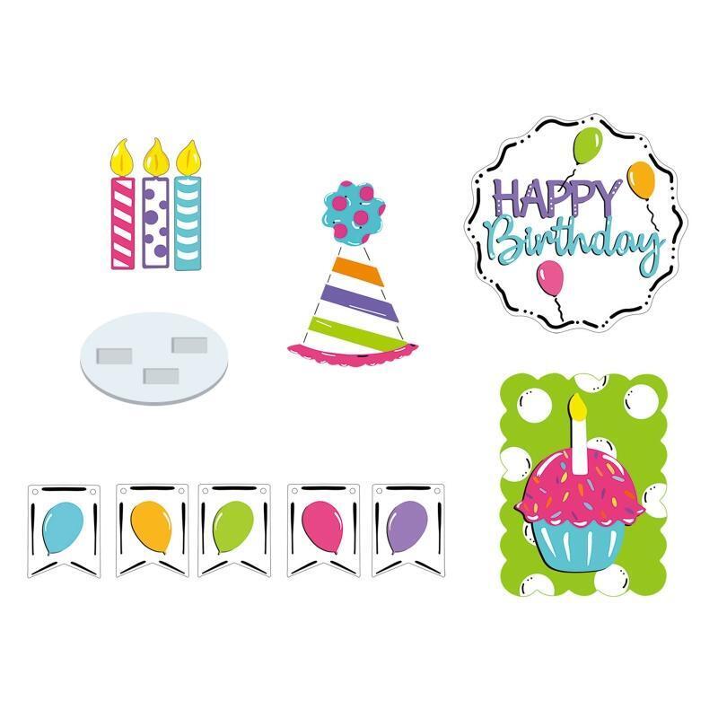 Birthday Tiered Tray Decoration Set Cupcake Decor Creative Ornament