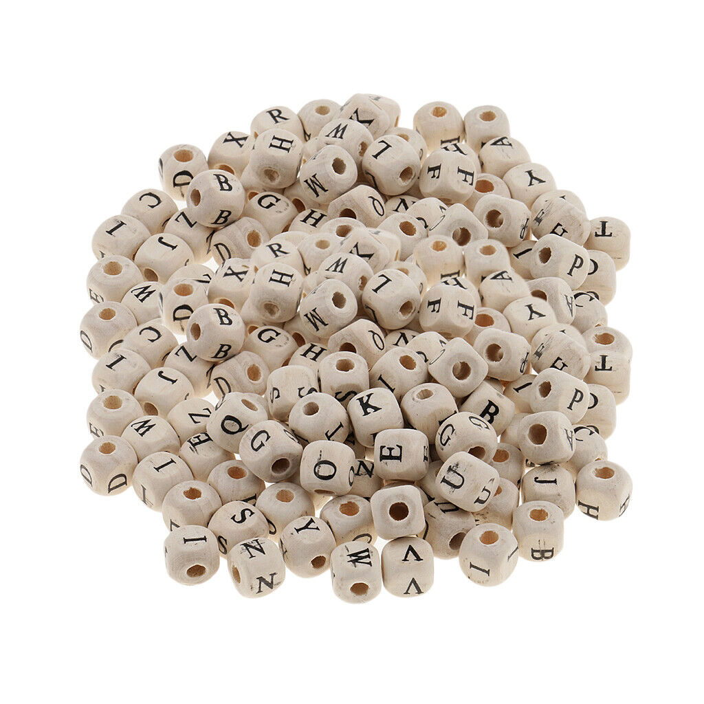200 Pieces Wooden alphabet and letters   Jewelry Making 10mm White