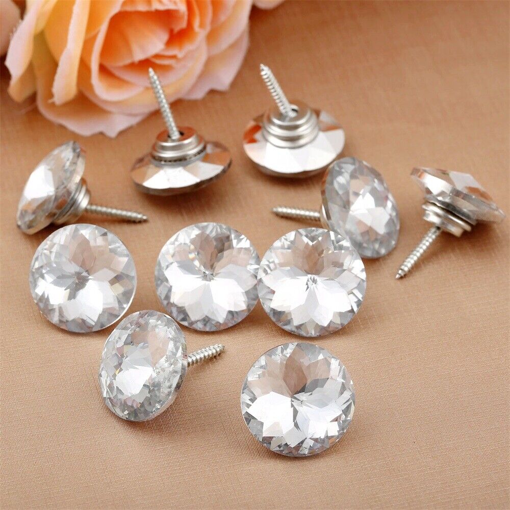 10pcs 25mm Shiny Pattern Crystal Upholstery Tacks Bauhinia Flower female buckle