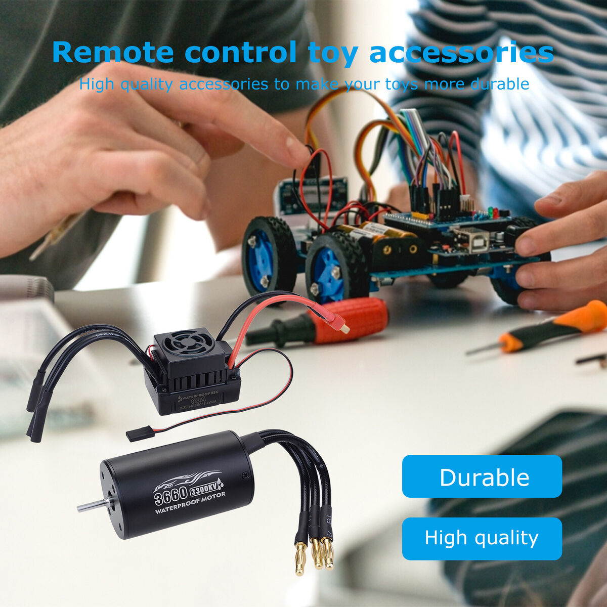 3660 4T 3300KV Waterproof Motor Brushless ESC Combo for 1/10 RC Cars Black