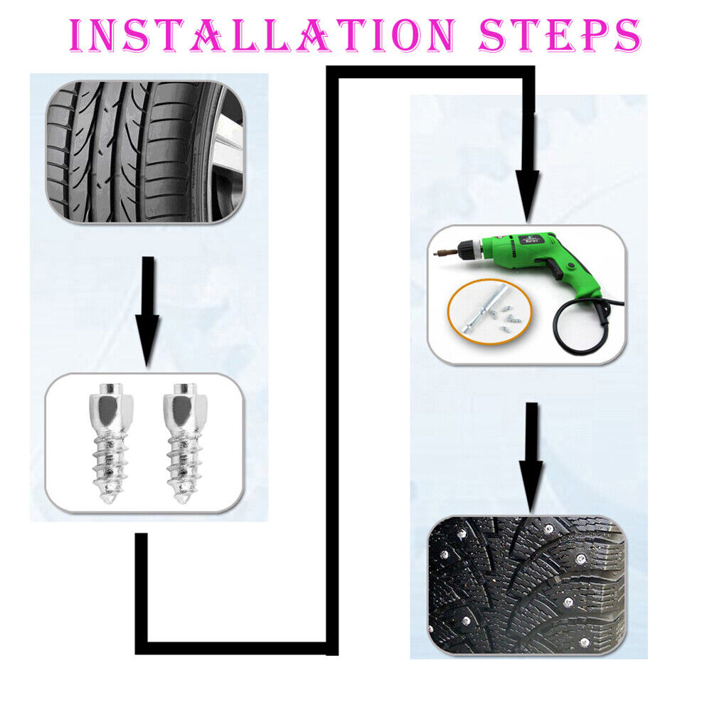 Car Tire Anti-Skid Screws Studs Tungsten Steel Snow Tire Spike Nail (50pcs)