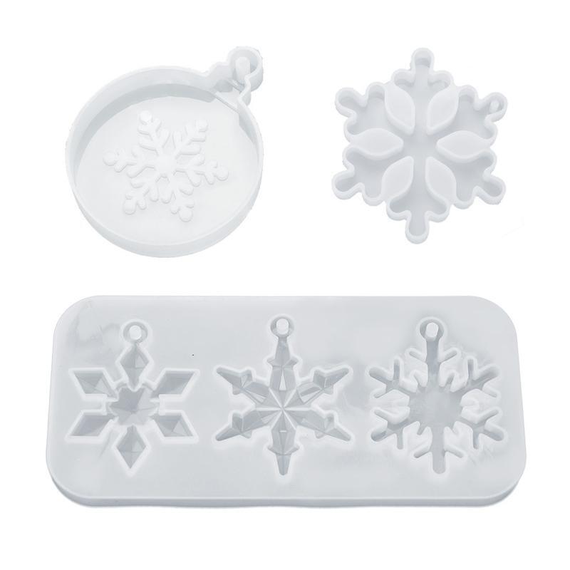 3x DIY Crystal Epoxy Mold Irregular Winter Snowflake Pendant Decor Silicone Mold