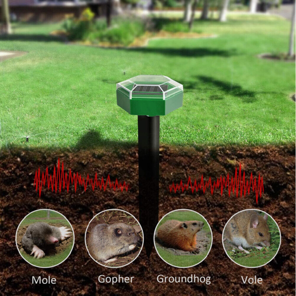 2x Solar Ultrasonic Mouse Mole Pest Rodent Repeller for Outdoor Yard Garden
