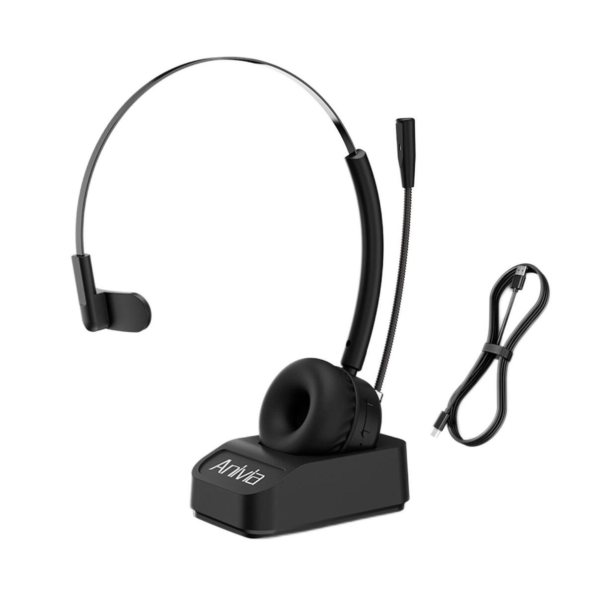 Bluetooth Headset with Charging Dock Earphone for Phone Office Call Center
