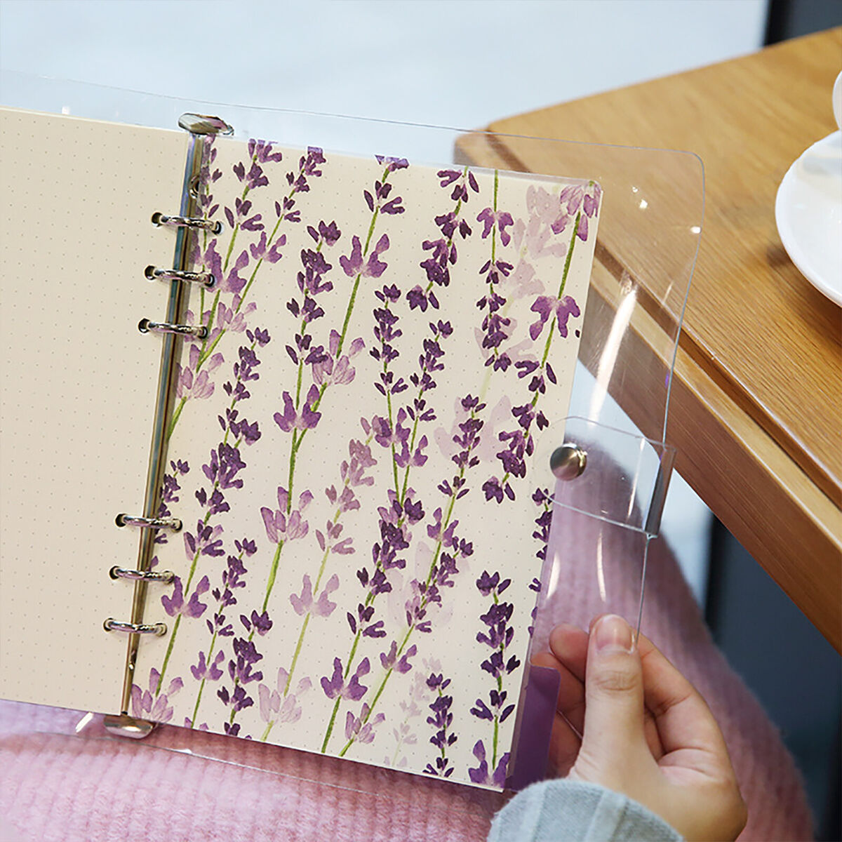 6-Ring Loose Leaf Binder Journal Transparent Notebook Insert Pages (A5)