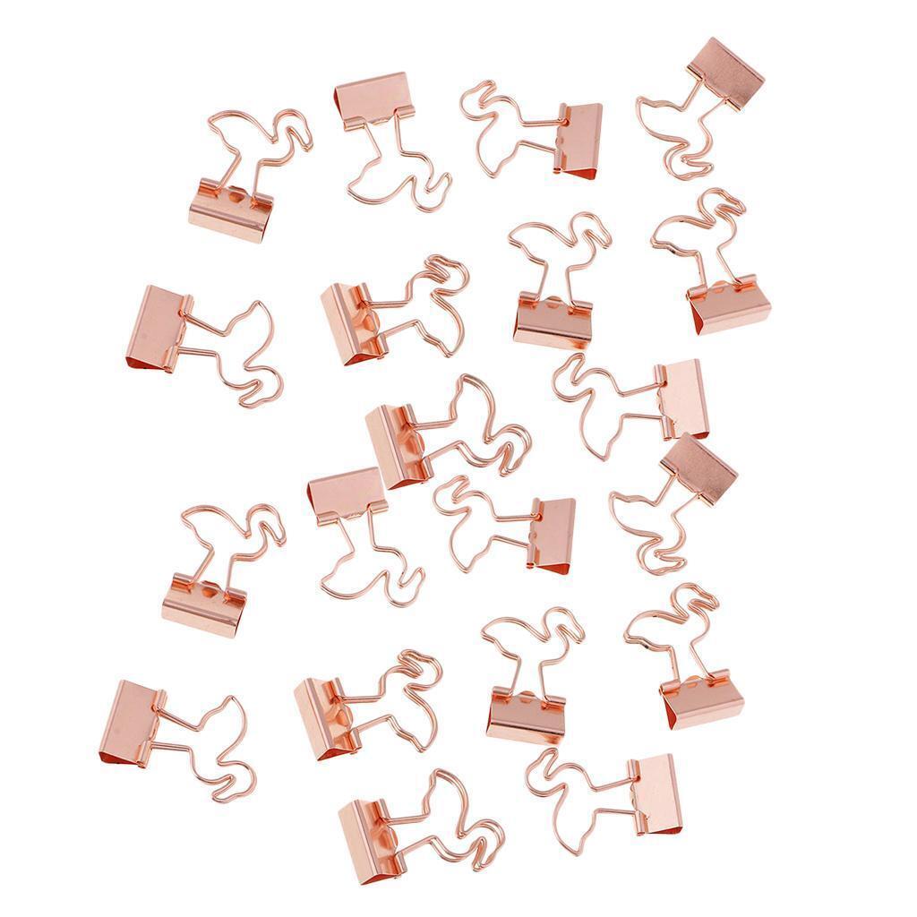 20 Pieces Cute Flamingo Metal Foldback Binder Clips Stationary Paper Clips