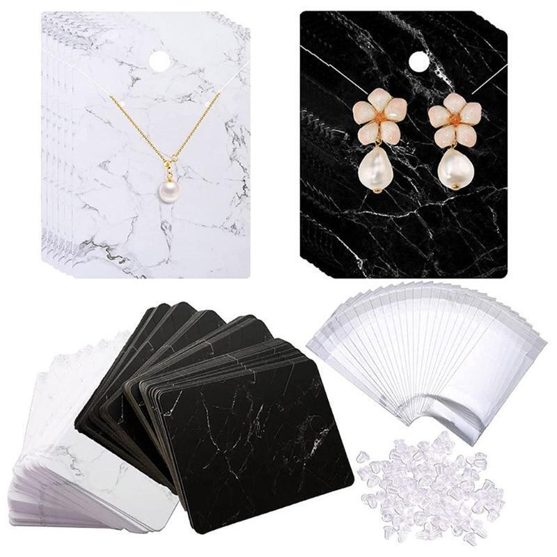 Earrings and Necklace Display Cards Marble Design Earring Display Cards Holder