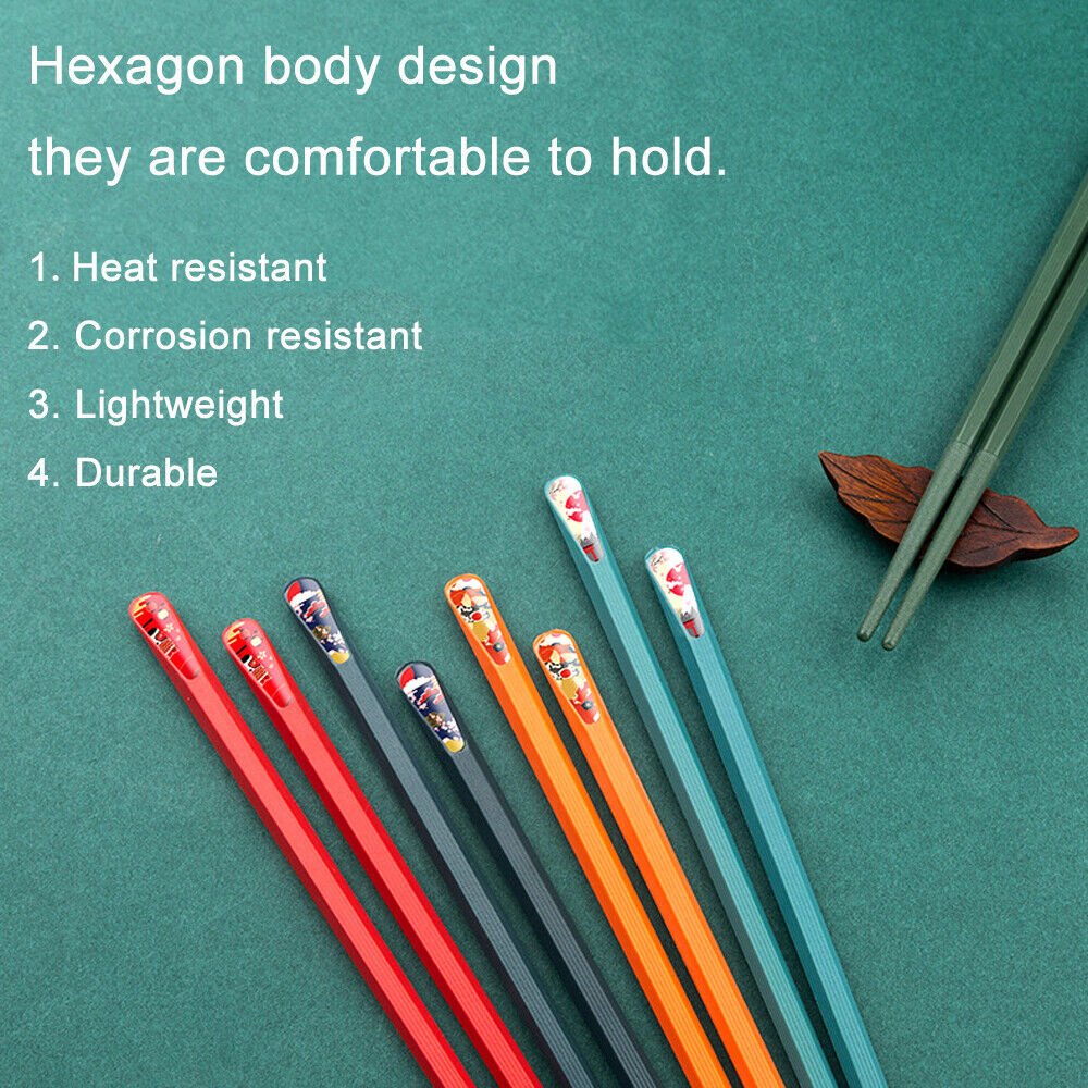 Non-Slip Dishwasher Safe Fiberglass Chopsticks Japanese Style Hexagon design
