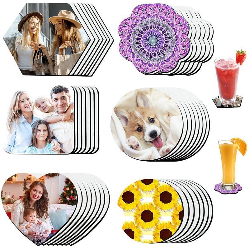 42 Pcs Sublimation Coasters Heat Transfer Blank Cup Mat Waterproof for DIY Decor