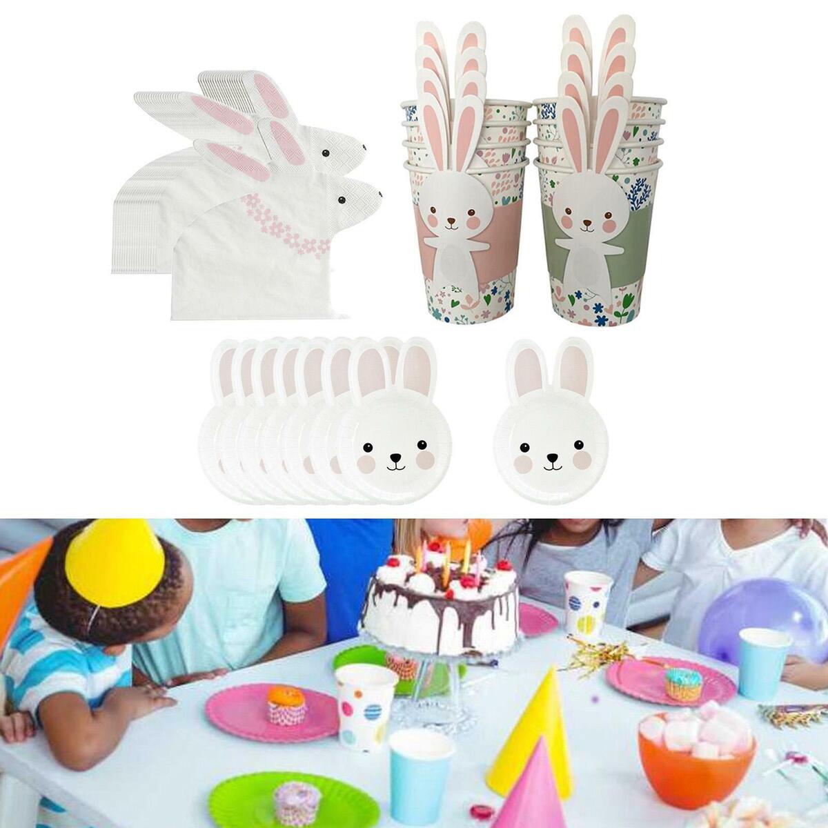 44Pcs Party Tableware Set, Animal Plates Cup Napkins Dinnerware Serveware for