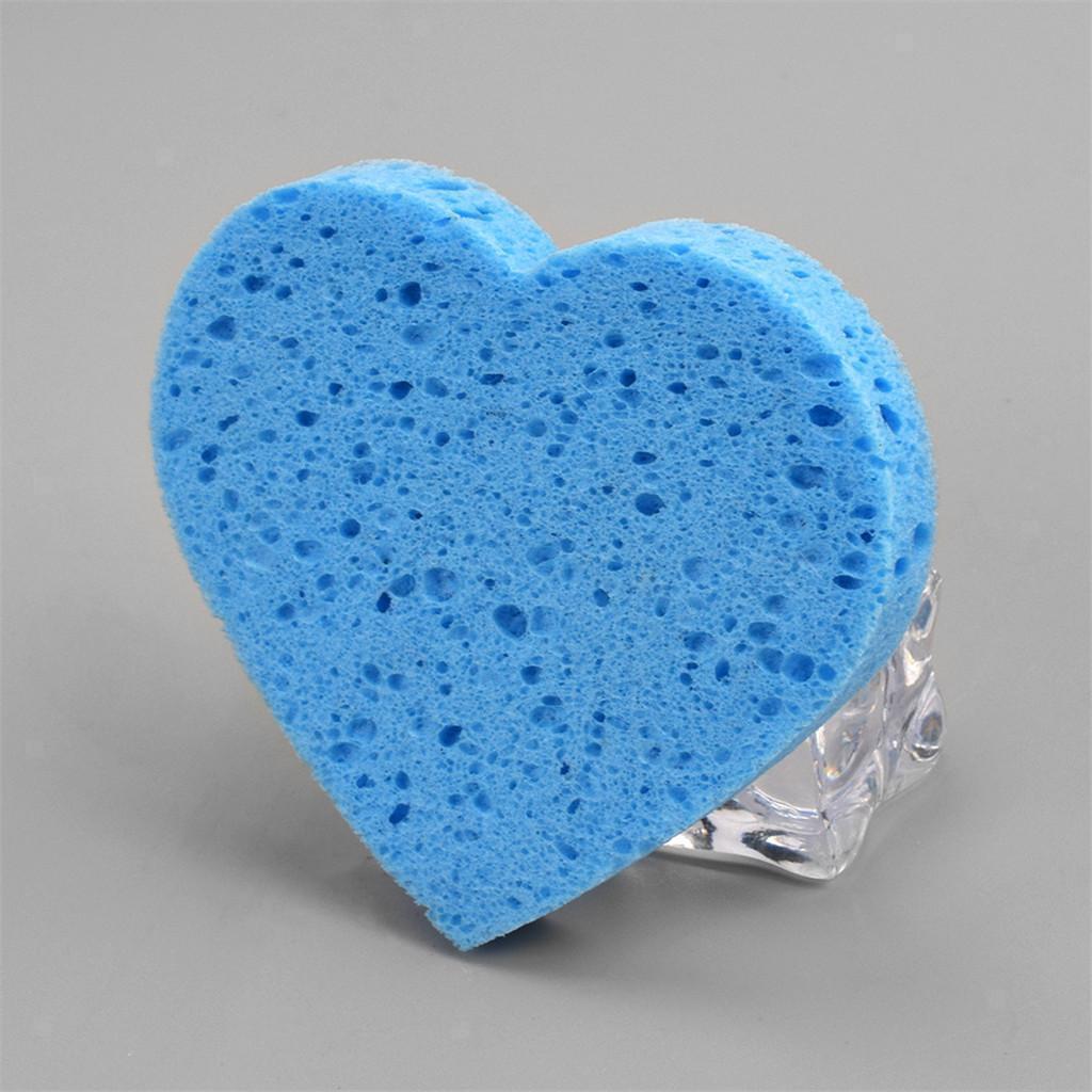 5x Heart Shape Face Cleansing Puff Cosmetic Removal Natural Cellulose Sponge