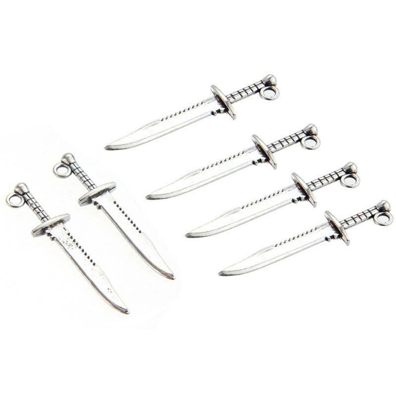 10 Pcs Charm Sword Dagger Pendants for Necklace Bracelet Jewelry Making Findings