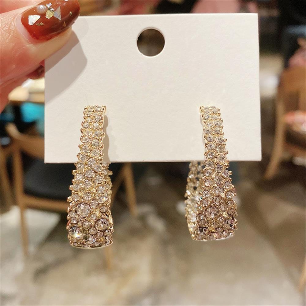 Jewelry Shinning Luxury Earrings Full Crystal Hoop Earrings Hoop Dangle Stud