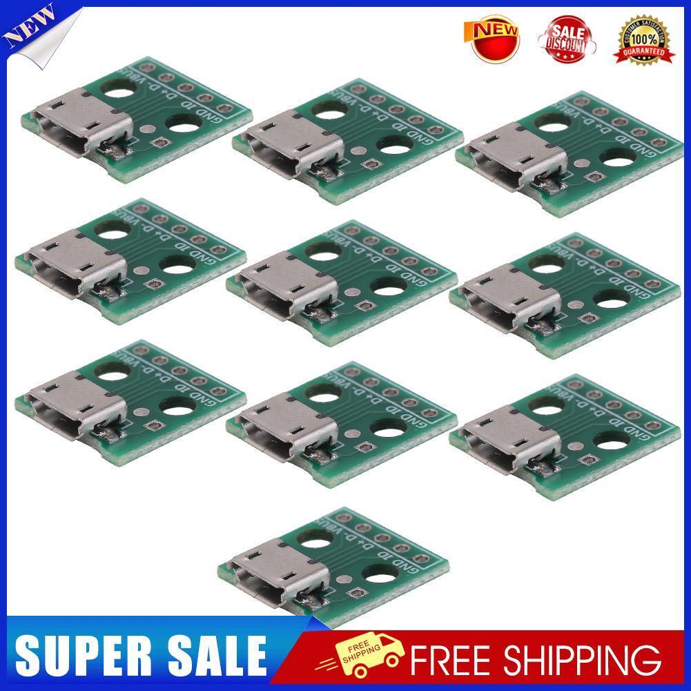10pcs Micro USB to DIP Adapter 5pin Female Connector Module Board Panel