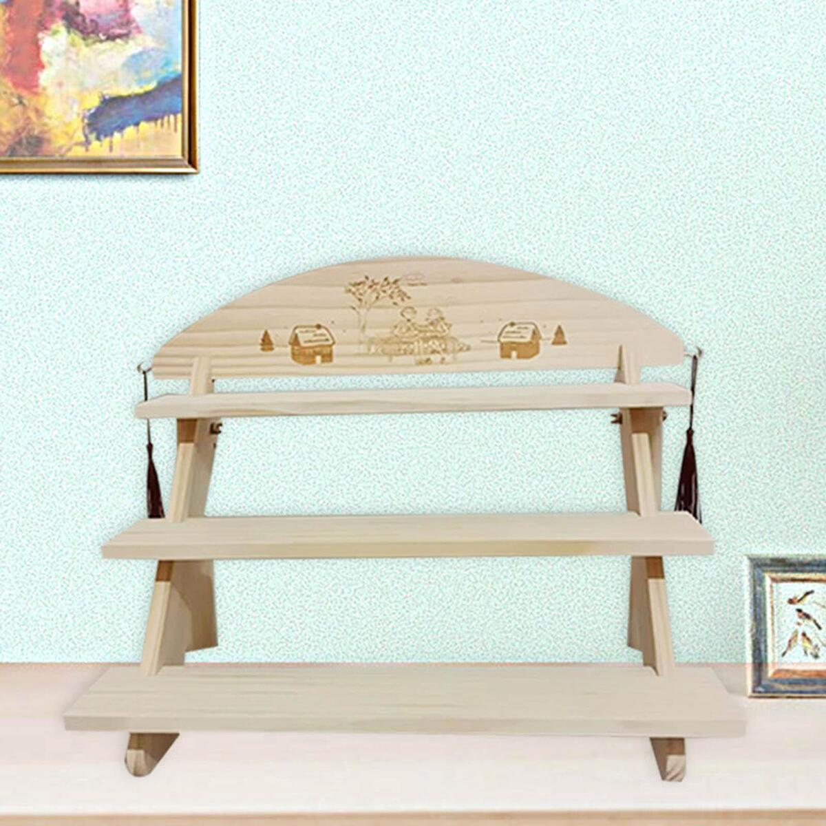 Freestanding Decorative Wood Display Rack Wooden Ladder Shelf for Indoor