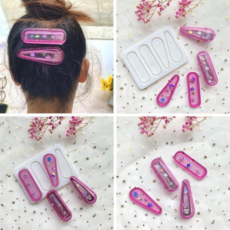 Keychain Pendant Silicone Mould Quicksand Barrette Mold Quicksand Hairpin Mold