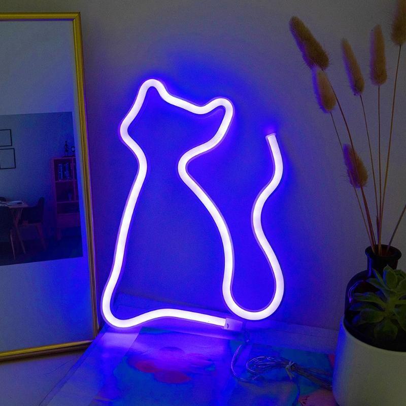 Cat Neon Sign Night Light Art Decorative Lights Wall Decor for Kids Room Party