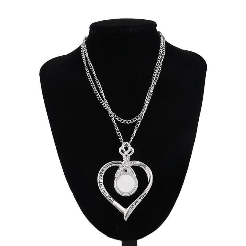 Heart Shaped Crystal Rhinestone Heat Transfer Sublimation Blank Photo Necklace