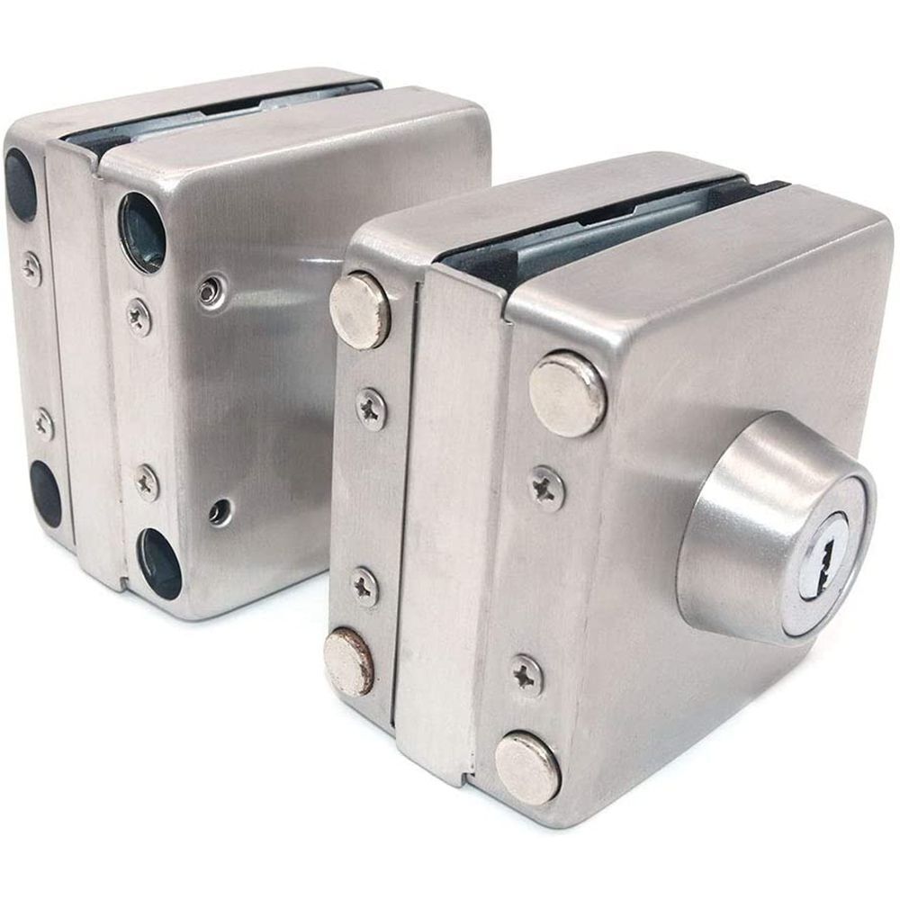 Security Home 10-12mm Glass Lock Double Glass Door Lock 4 Bolts Both Sides Open