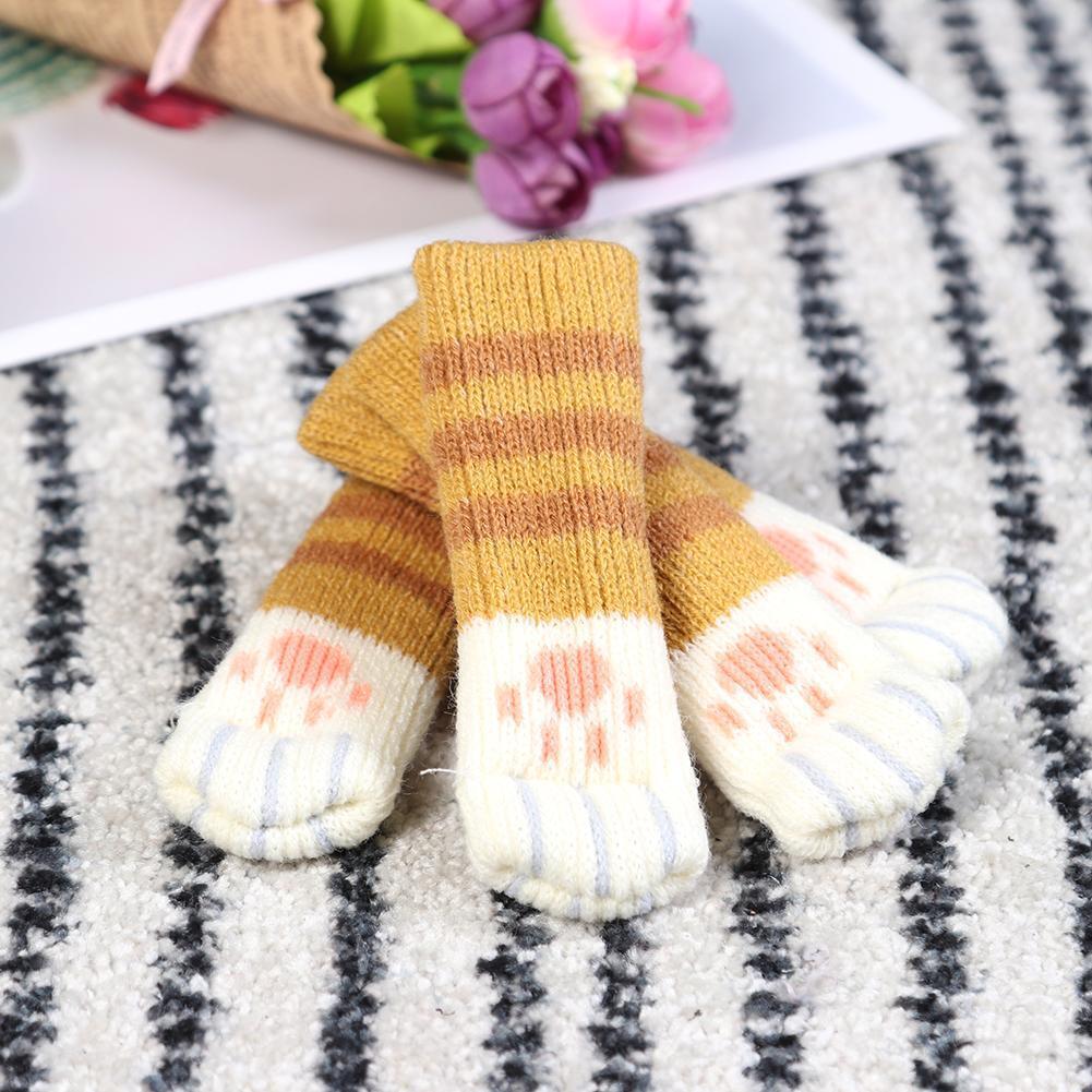 4pcs/set Cat Chair Feet Sock Thicken Anti-slip Table Leg Knitted Cover (C)