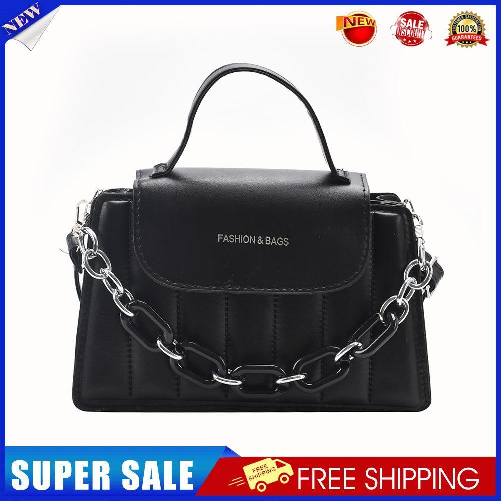 Casual Women Pure Color PU Chain Shoulder Bag Fashion Mini Handbags (Black)