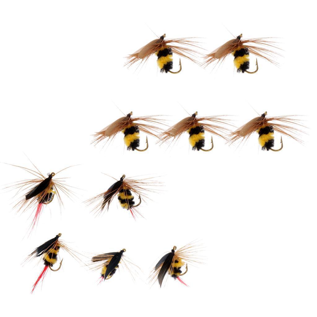 10 pcs/lot Fly Fishing Flies Bumble Bee Fly Fishing Bass Trout Insect Lure