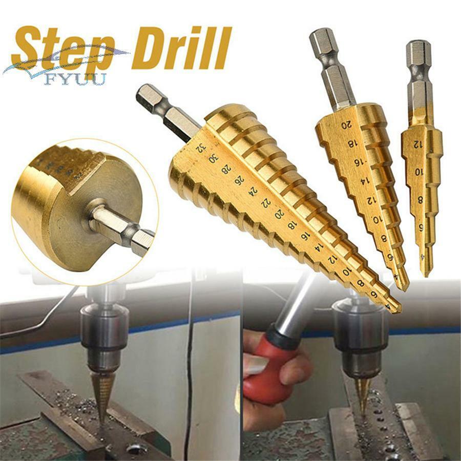 Car Body Repair Sheet Metal Tool 4-12/20/32mm Hex Titanium Step Cone Drill Bit